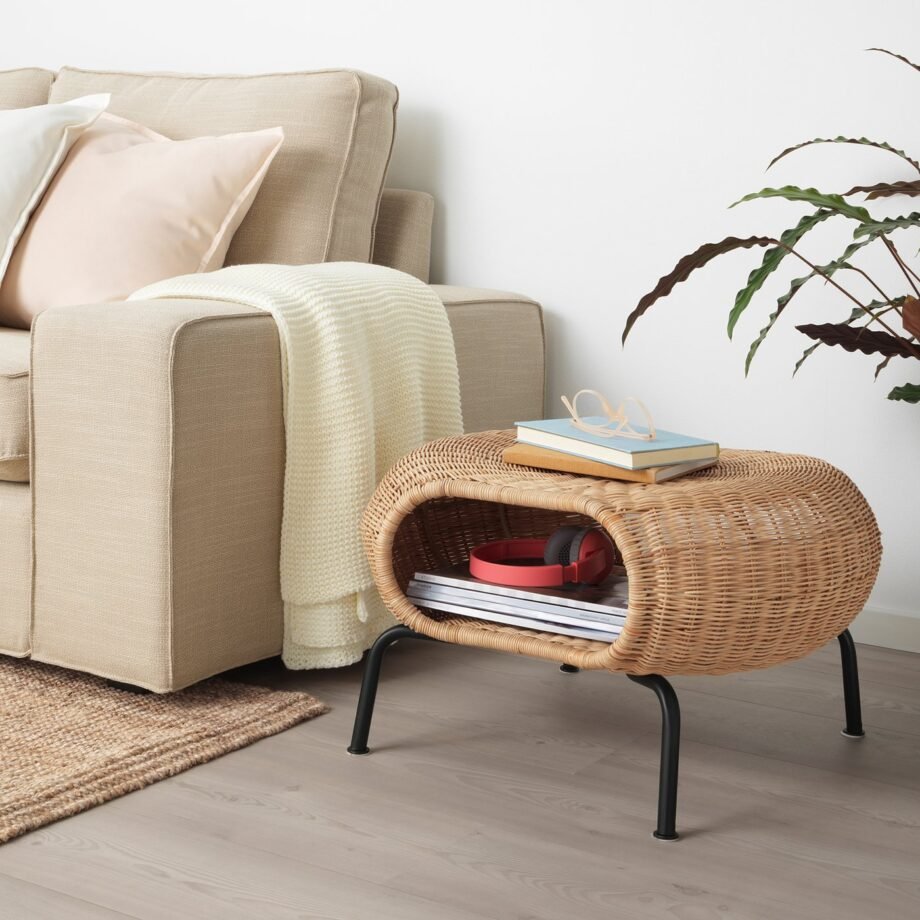 FootStore 1 – Footstool with storage, rattan/anthracite
